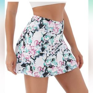 Persit High Waisted Tennis Skorts with Ball Pockets